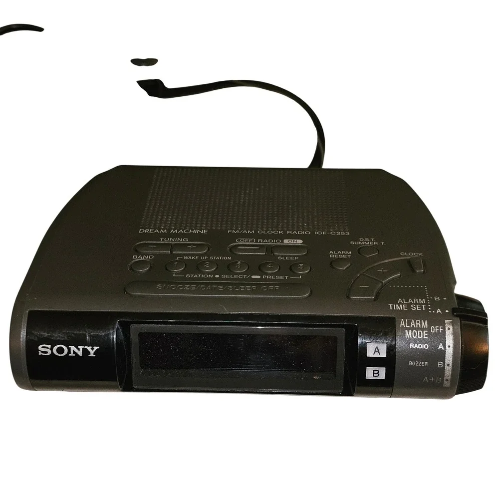 Sony Dream Machine ICF-C253 Dual Alarm FM AM Clock Radio Grey Digital Vintage‎